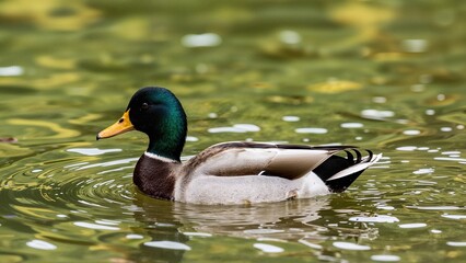 Fototapeta premium Aquatic Bird in a Vibrant Lake Setting