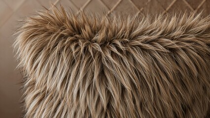 Fototapeta premium Macro shot of a pillow featuring a soft fur-like fabric