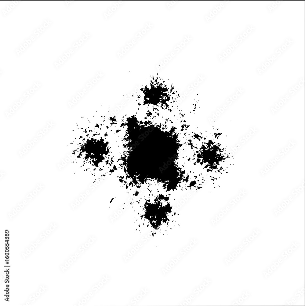 Leinwandbilder Abstract black ink blot design with symmetrical pattern on a white background creating a unique art piece