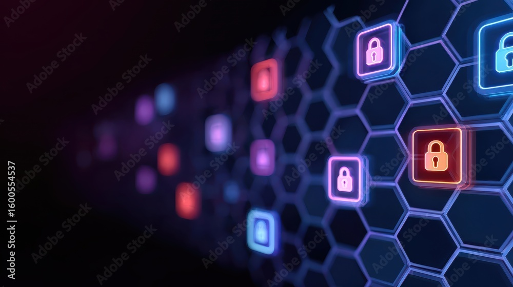 Poster cybersecurity concept for data protection and network security. digital technology and privacy conce
