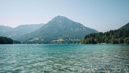 Serene water body surrounded by hills in a continental setting