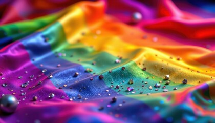 a luxury lgbt pride background with pearlized surfaces and soft pride glow, in rich navy and neon rainbow glow, used in vip sponsorship decks.