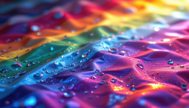 a luxury lgbt pride background with pearlized surfaces and soft pride glow, in rich navy and neon rainbow glow, used in stylish corporate pride collateral.