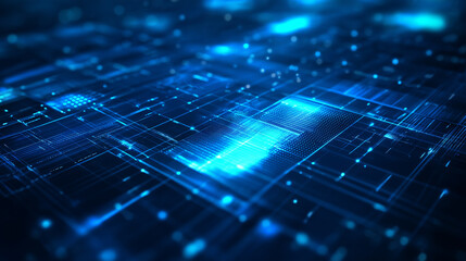 A modern technology background in blue tones with abstract digital elements and grid lines, designed to enhance business presentations with a clean, professional, and futuristic style