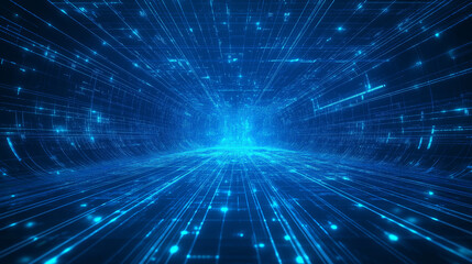 A modern technology background in blue tones with abstract digital elements and grid lines, designed to enhance business presentations with a clean, professional, and futuristic style