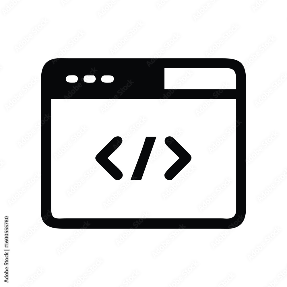 Poster coding symbol in a browser window icon