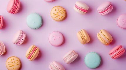 Fototapeta premium Sweet Macaron-Colored Backgrounds with Pastel Palettes for Bakery Branding, Food Blogs and Delicate Design Projects