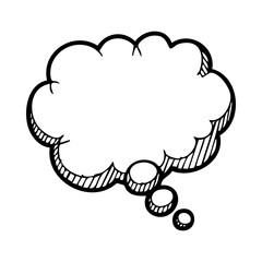 Hand drawn speech bubble vector illustration, thought cloud graphic, Hand drawn dialogue balloon for communication design use