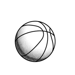 Basketball in black and white, isolated on white background  