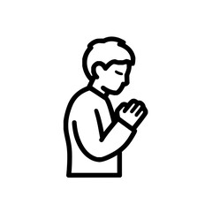 Illustration of a person in prayer with hands clasped together in a humble and reverent position