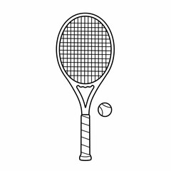 Tennis racket and ball isolated on white background  