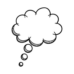 Hand drawn think bubble vector illustration, speech cloud graphic design element for creative projects and presentations