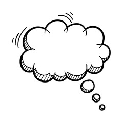 Hand drawn speech bubble vector illustration doodle style for chat message communication and thought balloon design