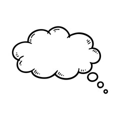 Hand drawn doodle thought bubble vector, speech bubble illustration, Hand drawn cloud bubble graphic, thinking cloud icon vector
