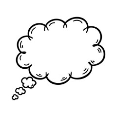 Hand drawn cloud speech bubble vector illustration for comic book dialogue and thought balloon for communication design