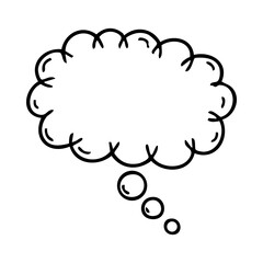 Hand drawn cloud thought bubble vector illustration for speech and communication design element and graphic resource use