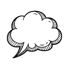 Hand drawn speech bubble vector illustration for comic book dialog and communication concept with cloud shape design