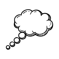 Hand drawn isolated vector illustration of a Hand drawn speech bubble thought cloud for communication and design needs