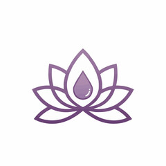 Fototapeta premium Serene purple lotus flower with a central water droplet, symbolizing purity and tranquility.