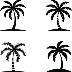 Four silhouette palm trees on a white background vector illustration