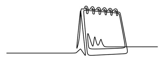 continuous line art of a desk calendar with a transparent background