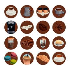 Set of Colorful Coffee Icons