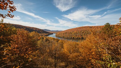 Fototapeta premium Beautiful autumn scenery and natural views in a northeastern region