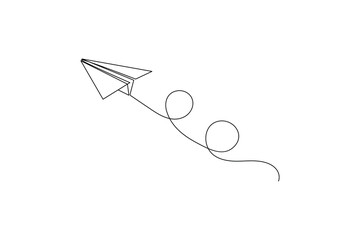 Paper plane continuous one line drawing vector illustration

