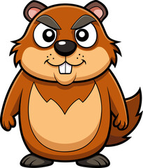 Obraz premium Cute Cartoon Squirrel Holding Hazelnut Vector Illustration, Animal Mascot Character