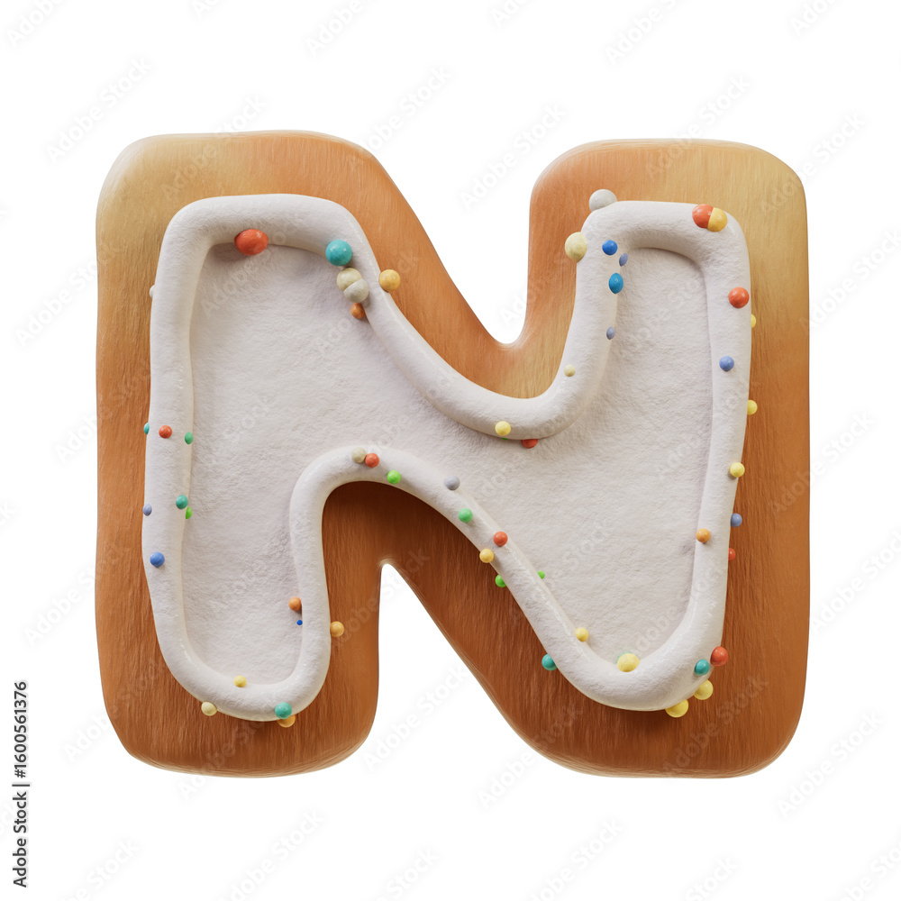 Fototapete 3d font.biscuit donut font concept. isometric alphabet. numbers and letters. 3d rendering isolated o