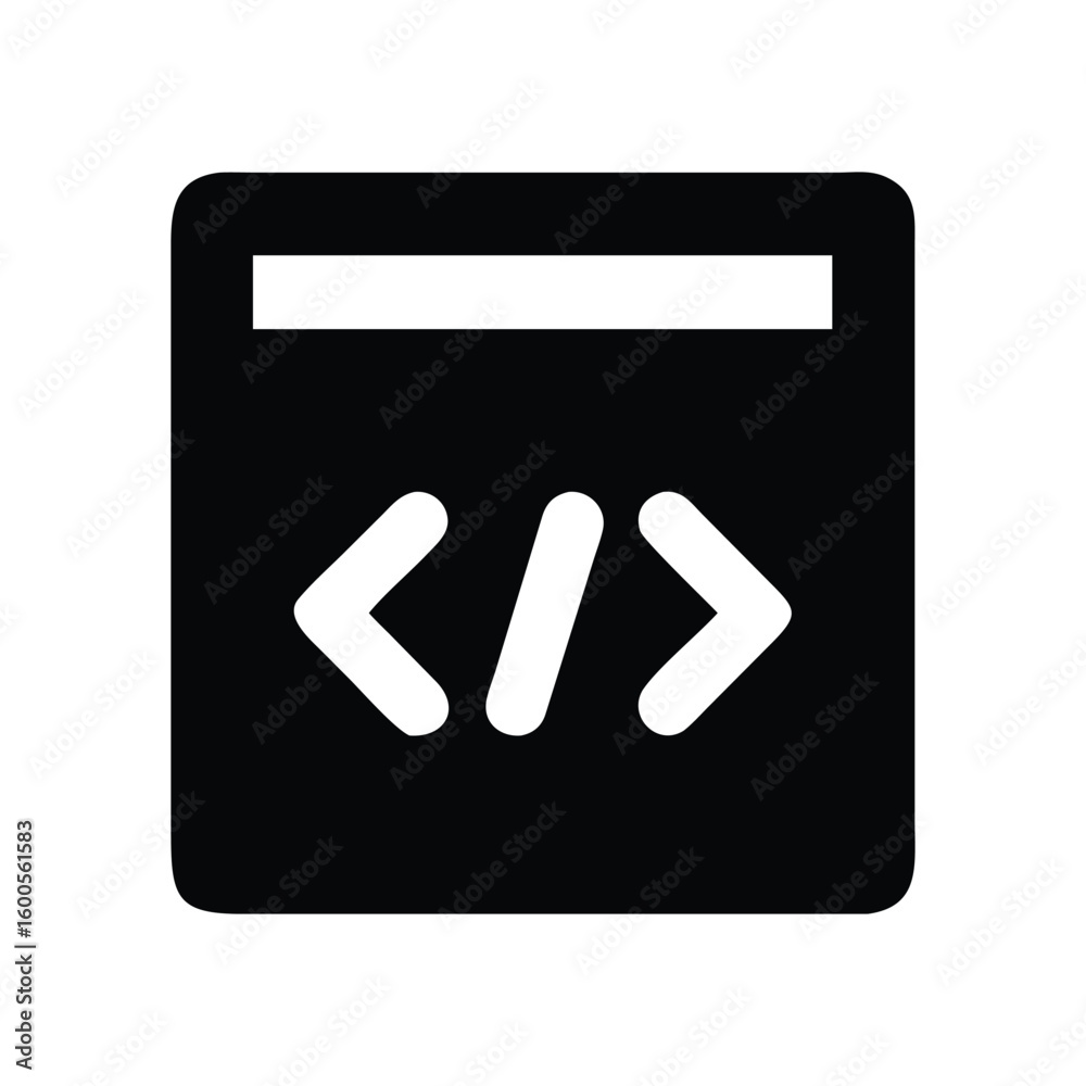 Poster coding icon with html symbol in black color