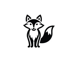 Obraz premium Minimalist Fox Silhouette Illustration in Sleek Black and White