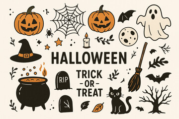 Halloween Clipart & Design Elements Set – Spooky Illustrations 