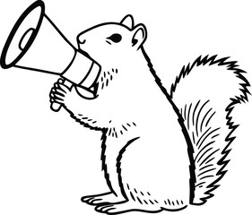 Fototapeta premium Squirrel holding a megaphone announcing something animal