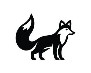Obraz premium Minimalist Black Fox Icon Vector Illustration