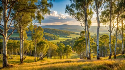 Forest landscape with serene birch trees