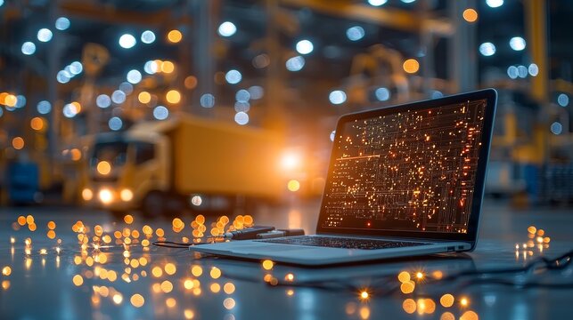 Industrial automation event optimizing technology in manufacturing factory environment close-up view innovation focus