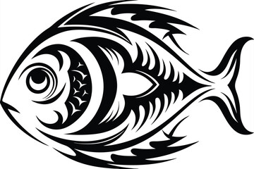 Stylish fish showcases intricate tribal patterns with a bold, black silhouette