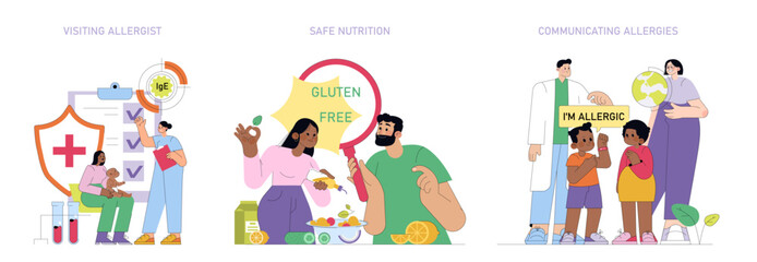 Allergy Awareness and Safe Nutrition Vector Illustration