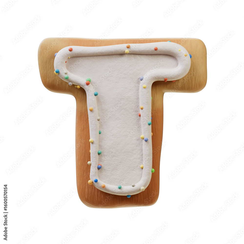 Fototapete 3d font.biscuit donut font concept. isometric alphabet. numbers and letters. 3d rendering isolated o