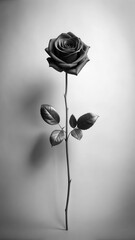 Simple drawing of a single black rose on a minimalist background