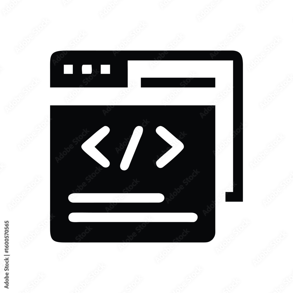 Poster clean website coding icon showing development