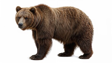 Obraz premium Lone Ursus arctos brown bear set on white background
