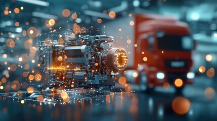 Innovative engine technology automotive industry 3d visualization high-tech environment close-up view future concepts