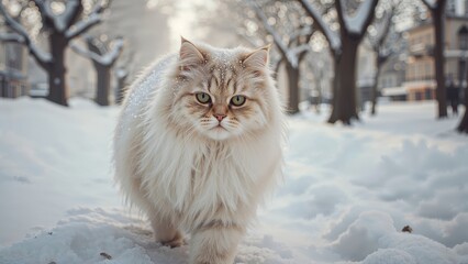 Cold weather street with a solitary cat