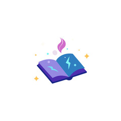 magic spell book with floating glyphs