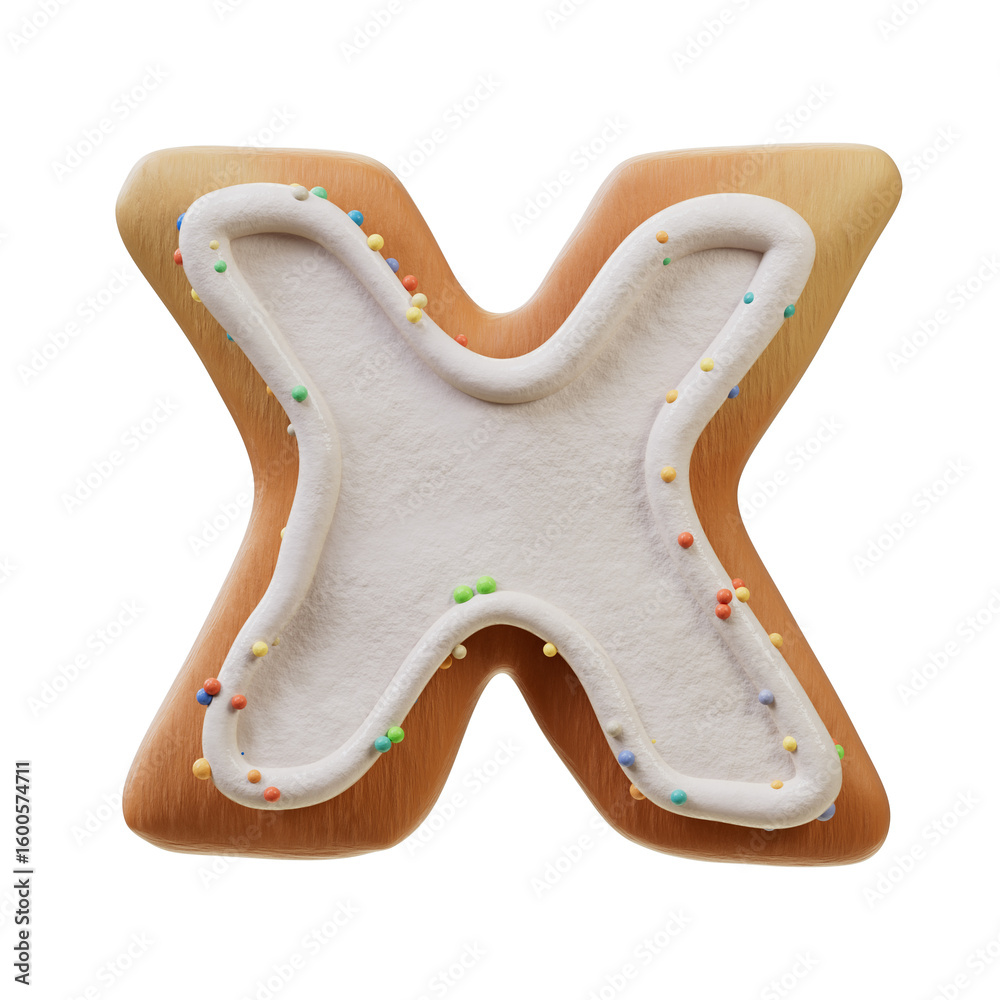 Fototapete 3d font.biscuit donut font concept. isometric alphabet. numbers and letters. 3d rendering isolated o