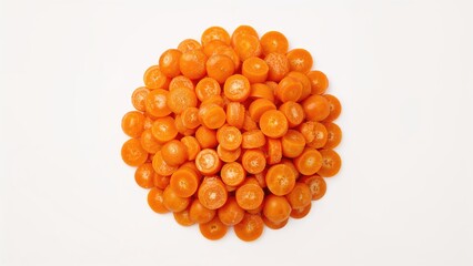Fototapeta premium Segments of carrot set against a clean white base