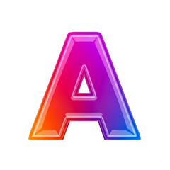 Glossy 3D gradient letter A isolated on transparent background