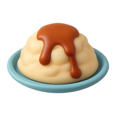 3D illustration of mashed potatoes with gravy with transparent background